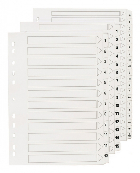 Bild 1 von Mylar-Register, Zahlen 1-10, A4, 297 x 210/223 mm, Eurolochung